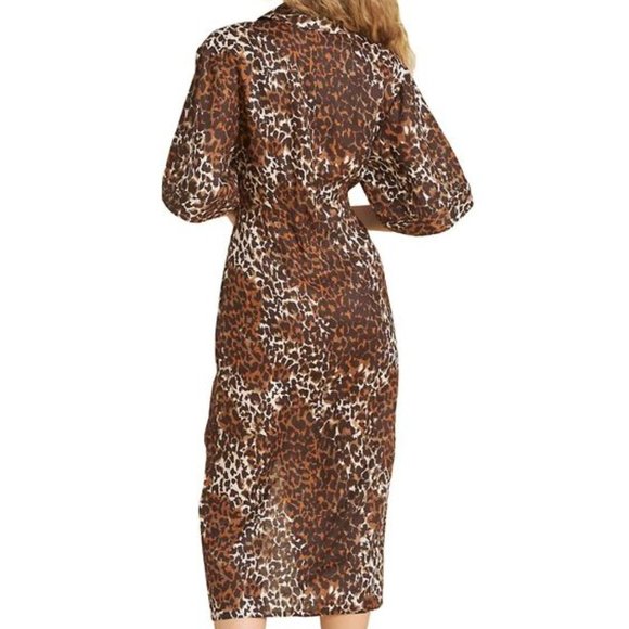 Veronica Beard Seki Leopard Printed Linen Dress - size 0 - Picture 2 of 15